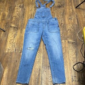 Old‎ Navy size 2 Blue distressed Denim Bibs Overalls stretch comfy country vibes